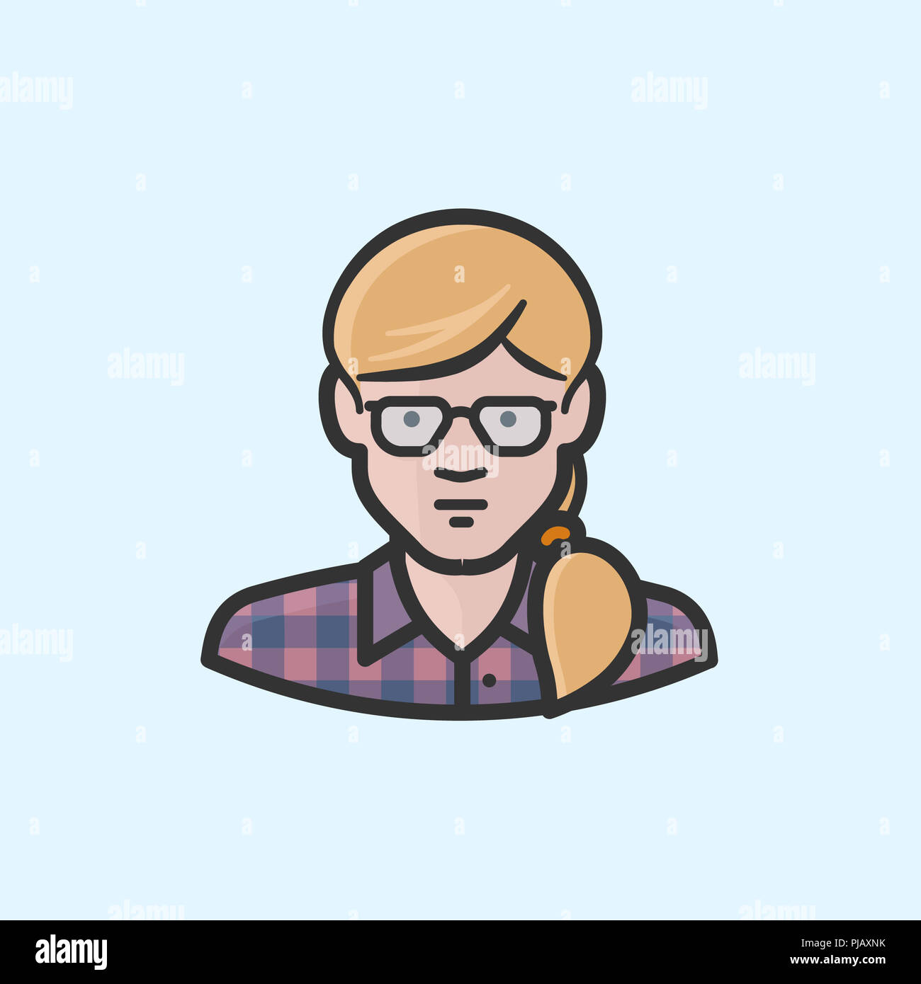 Caucasian woman with blonde hair, glasses, and braid Stock Photo - Alamy