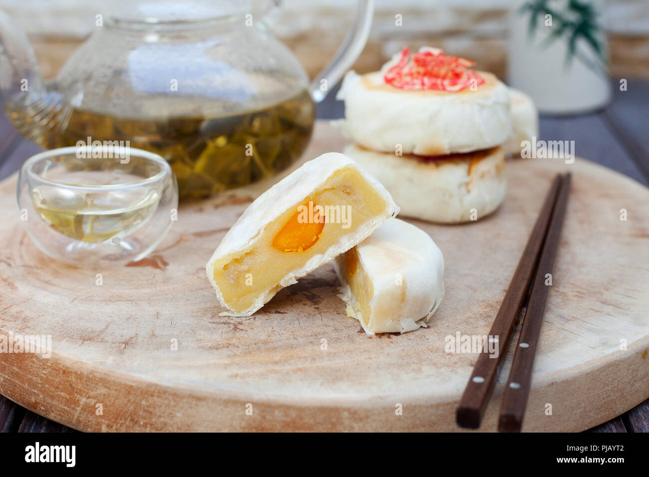 Vietnamese Durian Cake On Wooden Board Traditional Asian Pastry Stock Photo Alamy