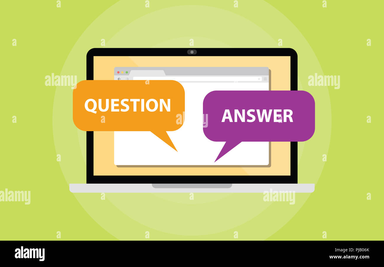 question and answer chat concept on laptop screen vector illustration ...
