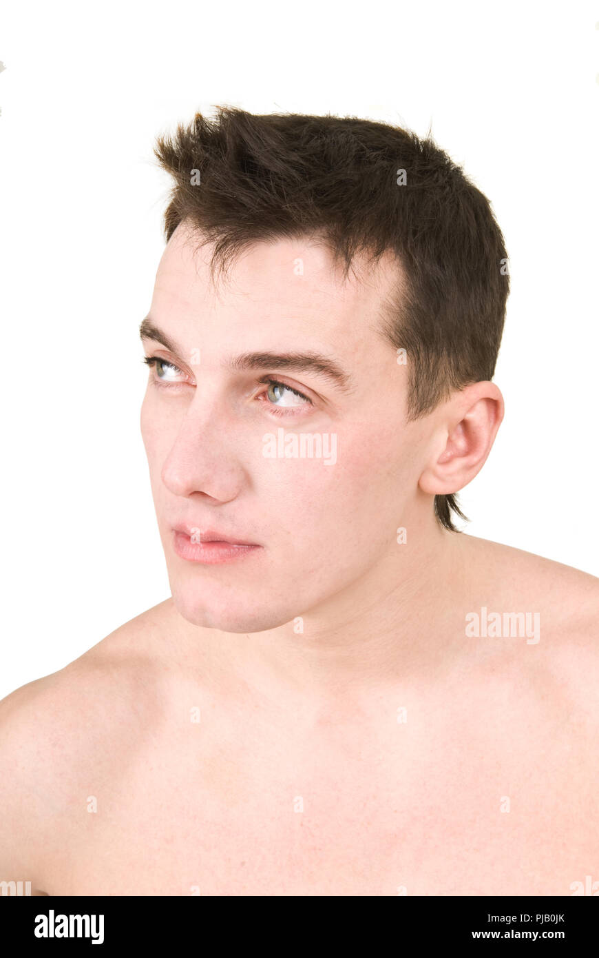 The face of a young brunette man Stock Photo - Alamy