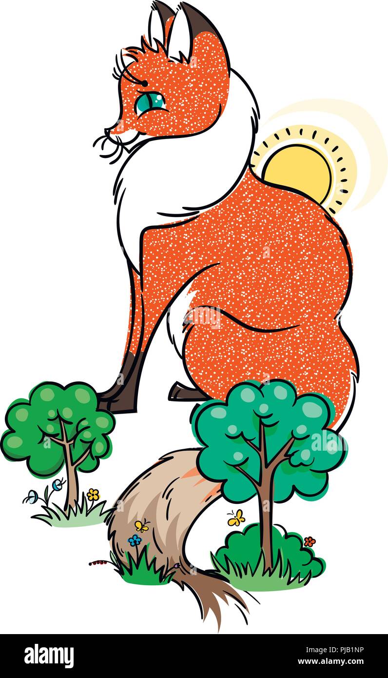 Cute fox cartoon. Vector illustration Stock Vector