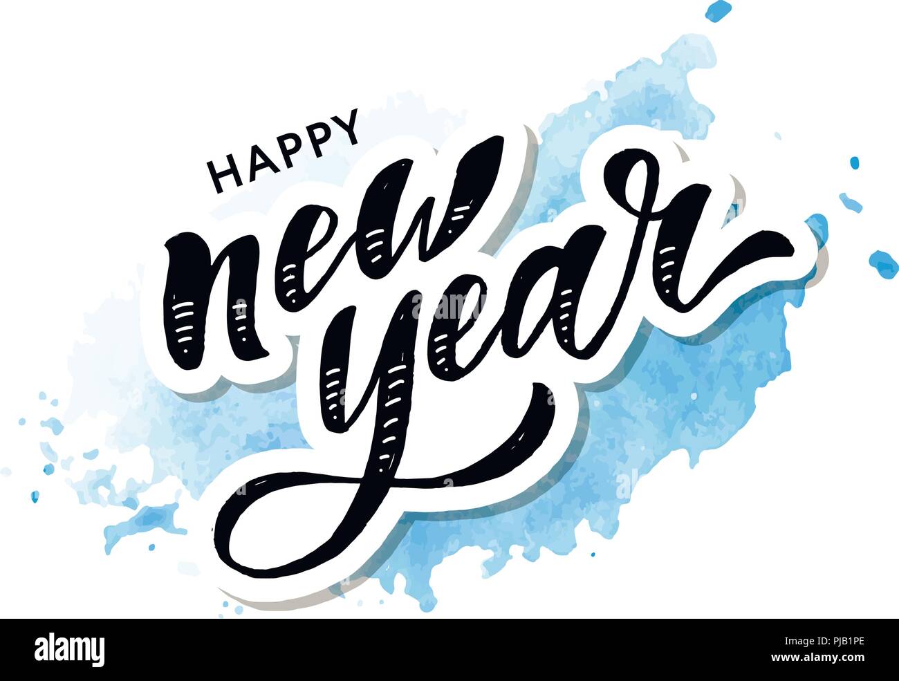 New Year Christmas lettering Calligraphy Brush Text Holiday Sticker ...