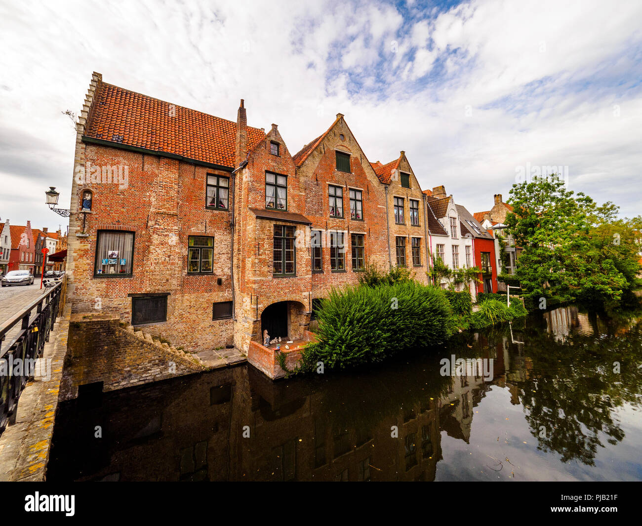 Ezelstraat with canal - Bruges, Belgium Stock Photo