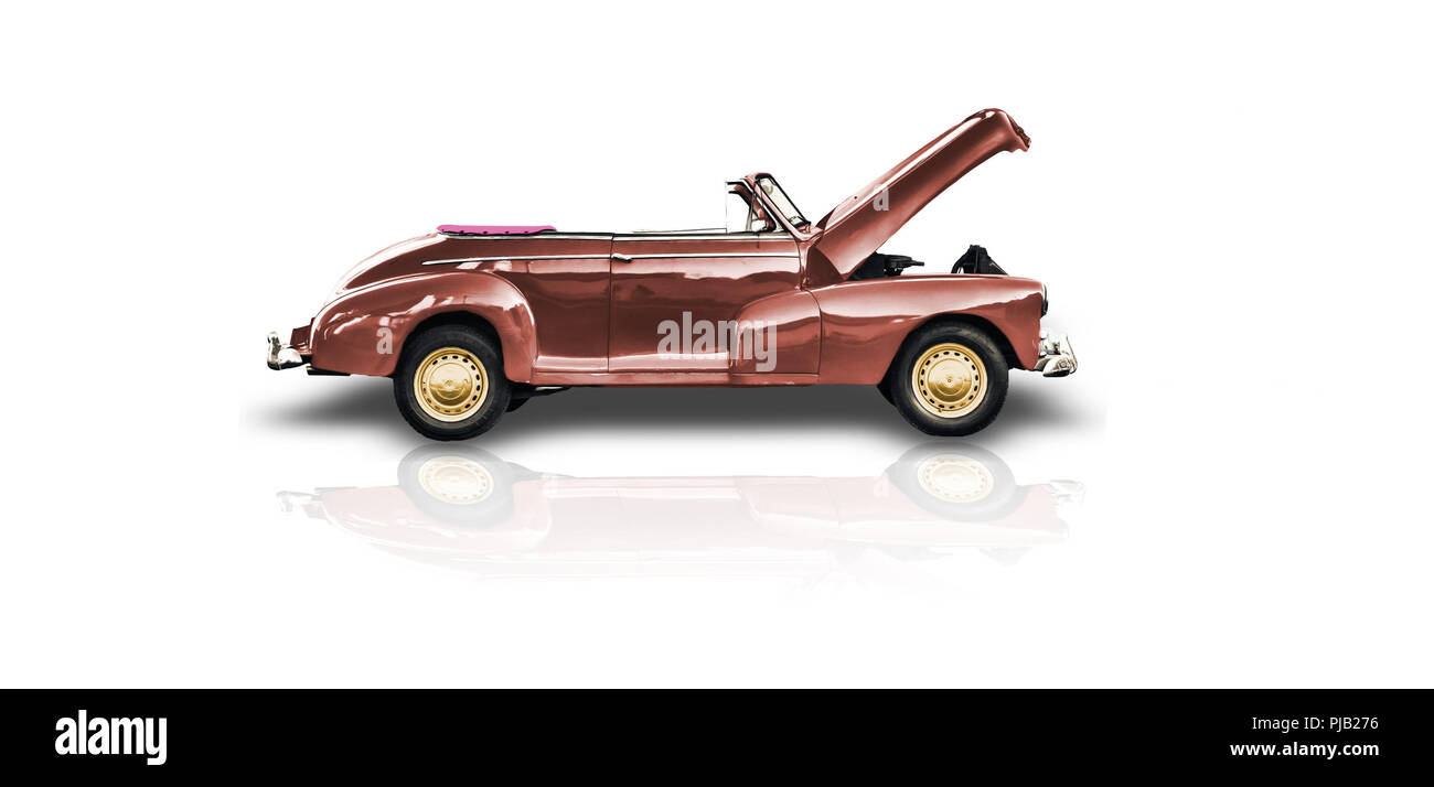 old red cabriolet car on white background Stock Photo
