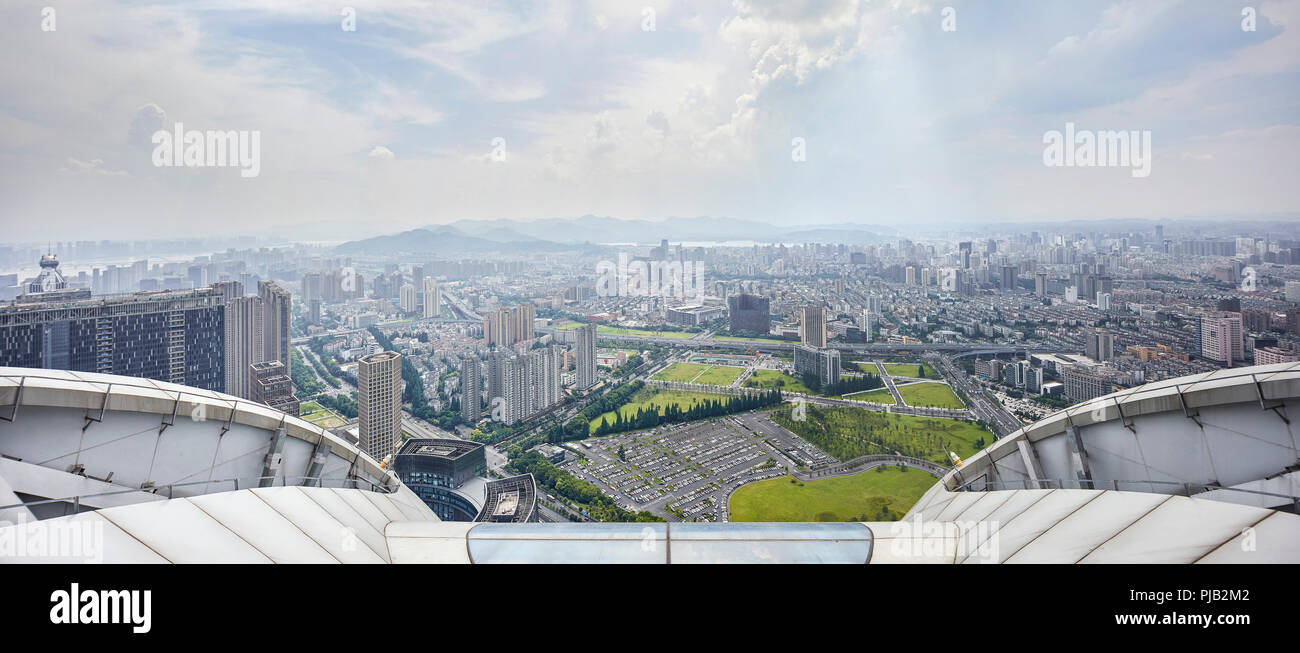 Rooftop view. Raffles City Hangzhou, Hangzhou, China. Architect: UNStudio, 2017. Stock Photo