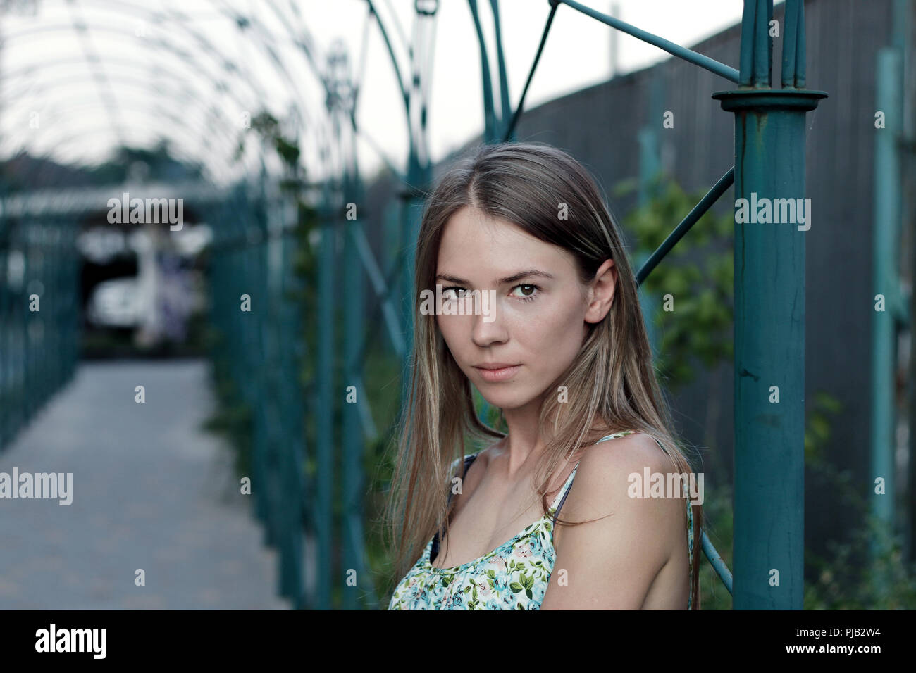 portrait of a lovely girl in the garden Stock Photo - Alamy