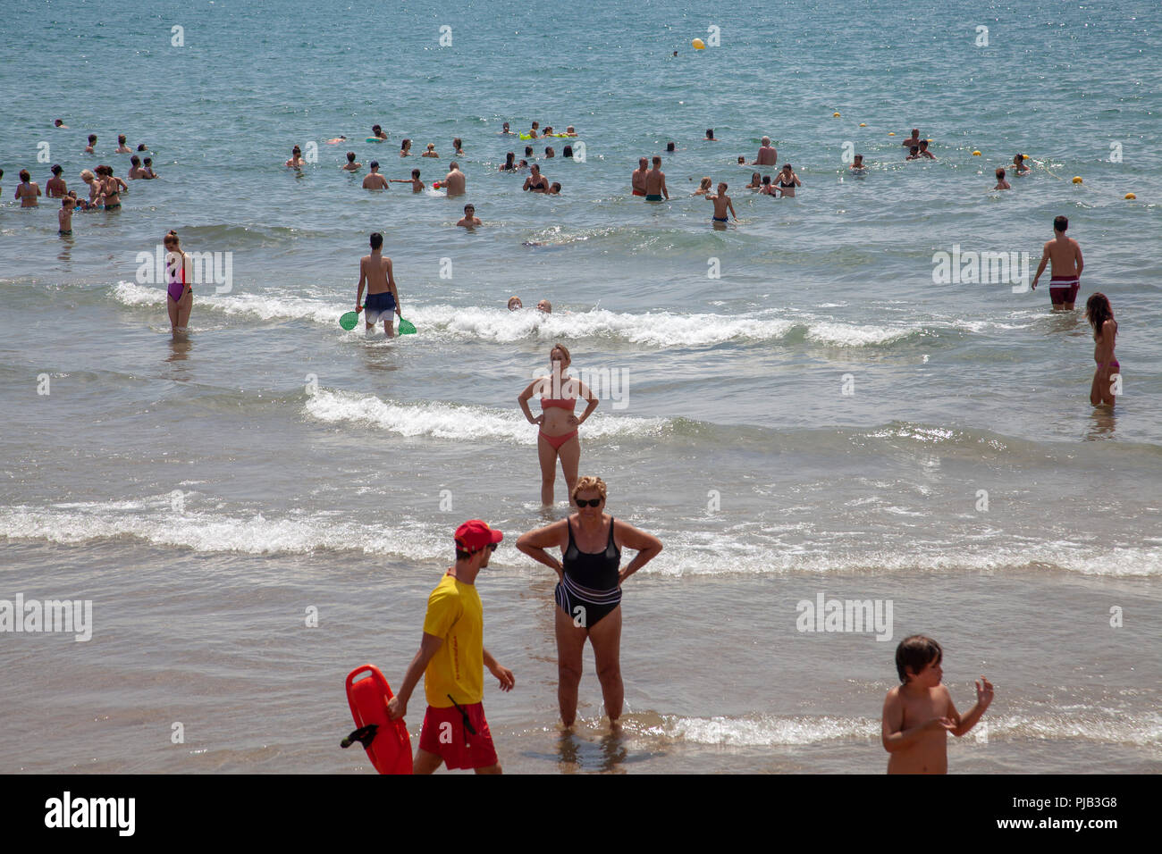 Platja de San Sebastian in Sitges, Spain Stock Photo