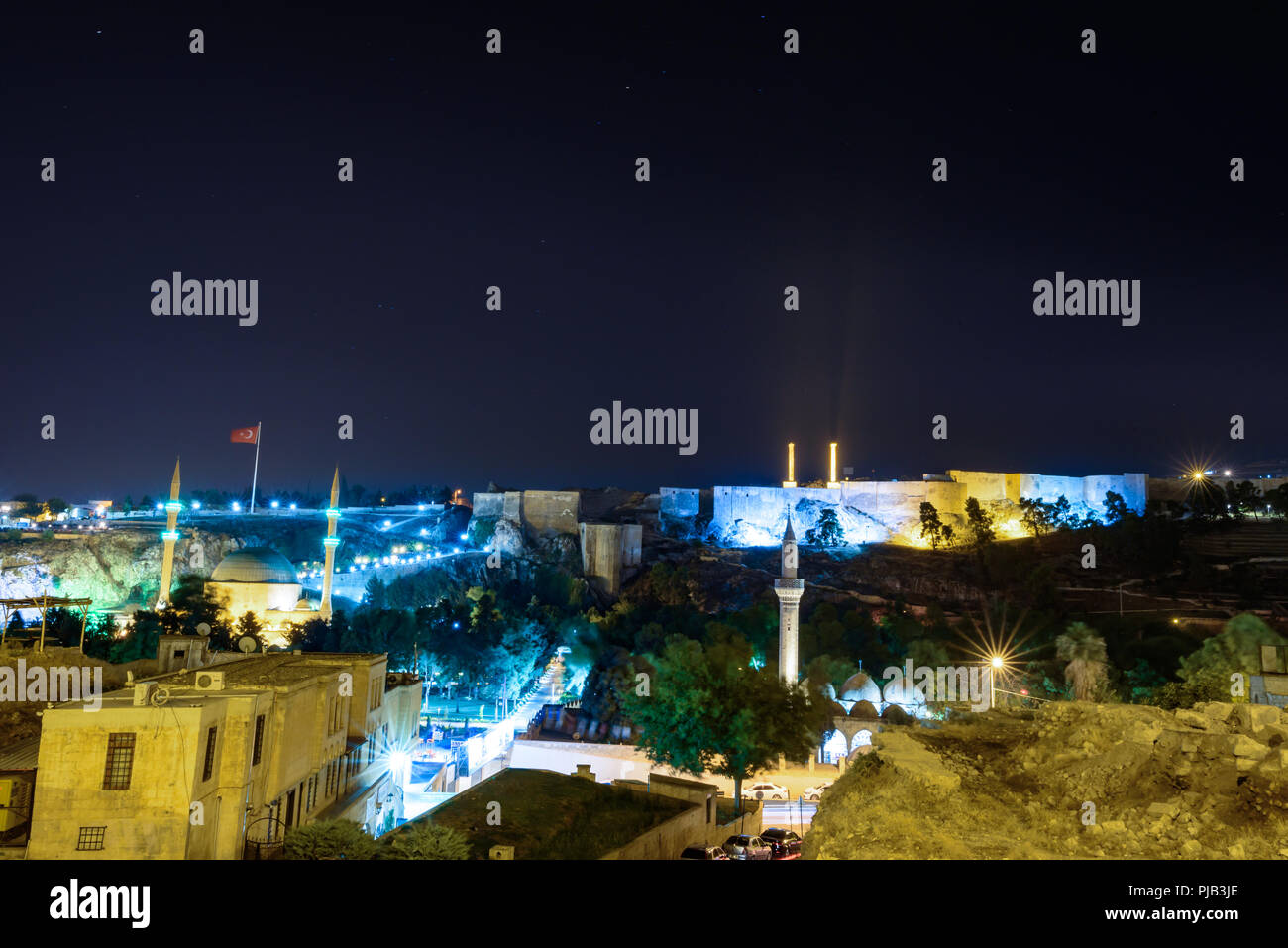 Landmarks of Sanliurfa city such as Urfa Castle,Fish lake,Rizvaniye and ...