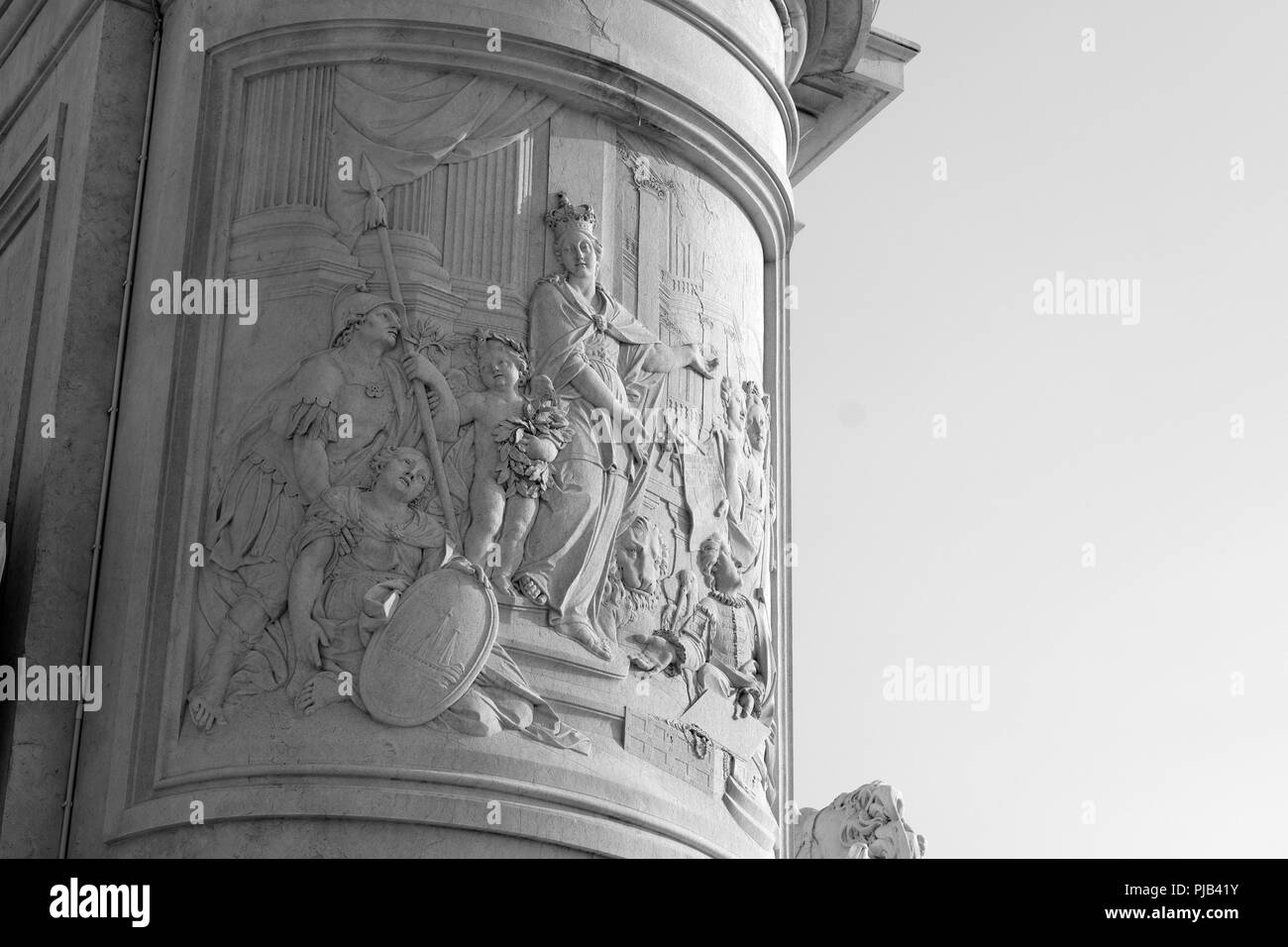 Praca do commercio main square in Lisbon King Jose 1 & the Rua Augusta Arch Stock Photo