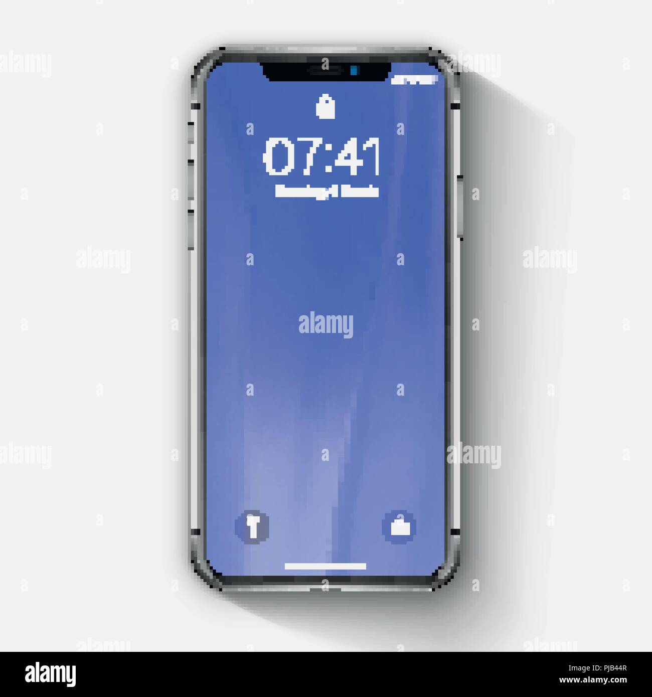 New York, USA - August 22, 2018: Stock vector illustration realistic new Apple iPhone X 10. Frameless full screen mockup mock-up smartphone isolated on white background. iOS 12 Stock Vector
