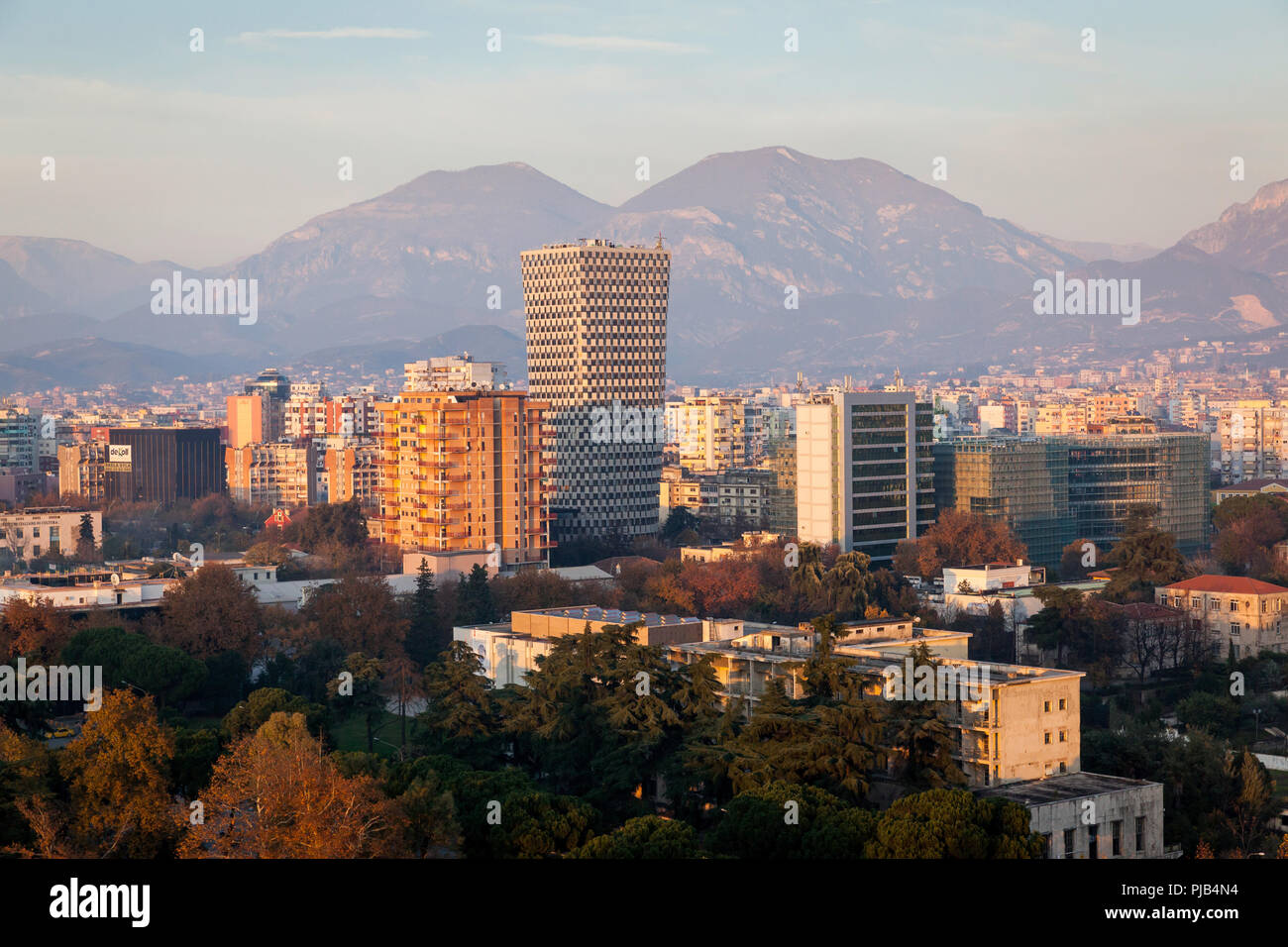 City Views of Tirana, capital of the Balkan state and poorhouse of Europe Albania. Stock Photo