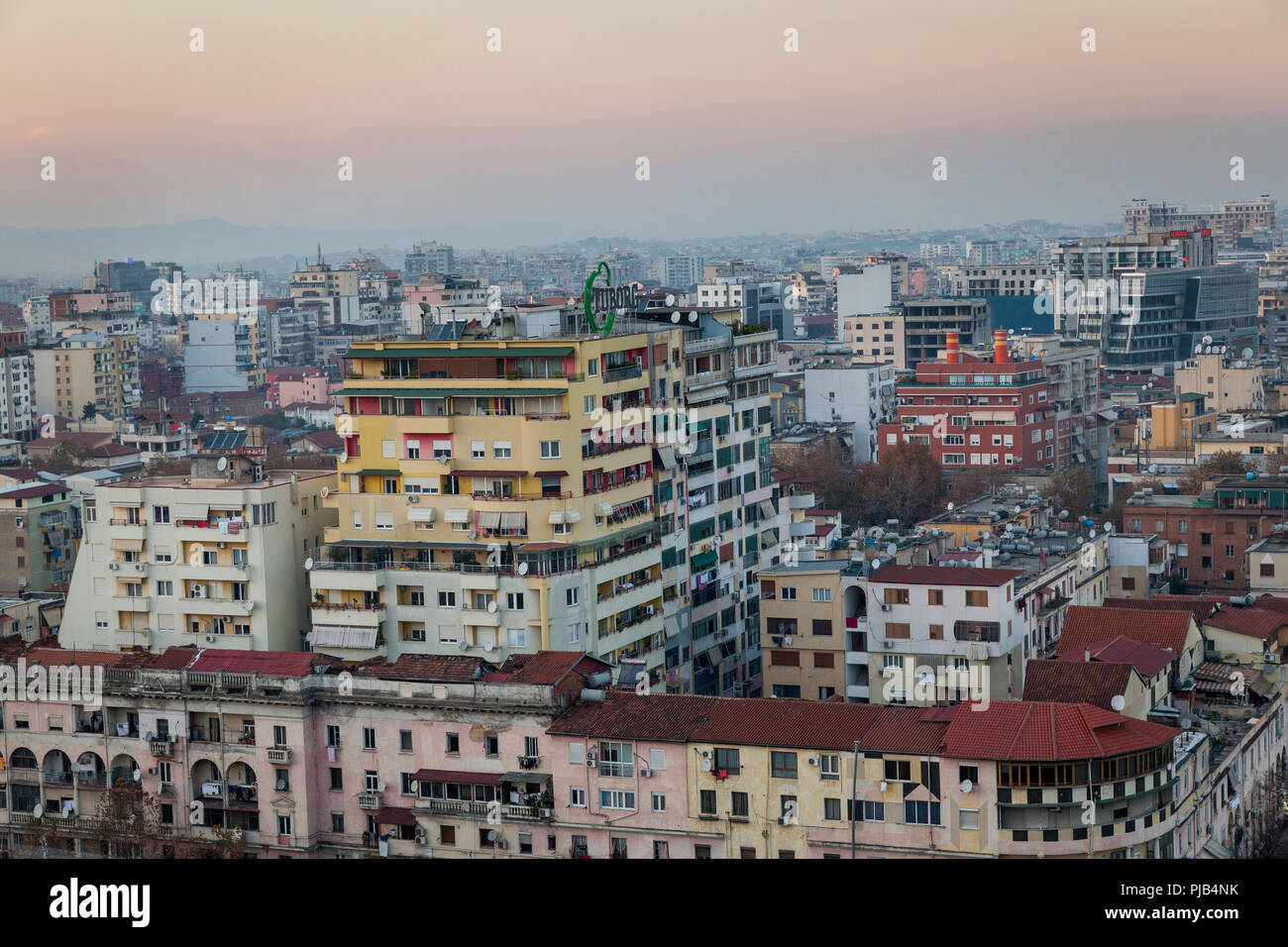City Views of Tirana, capital of the Balkan state and poorhouse of Europe Albania. Stock Photo