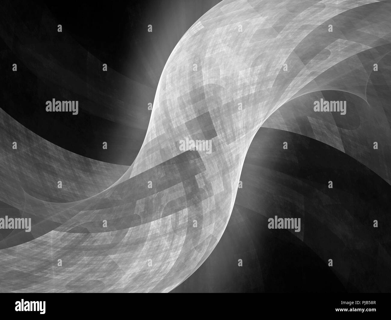 Glowing tube surface in space, , black and white, computer generated abstract background, 3D rendering Stock Photo