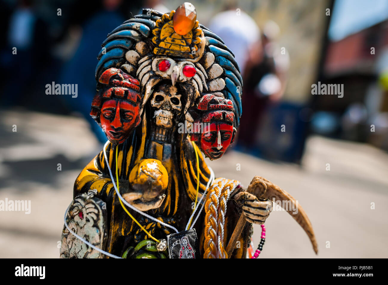 A statue of Santa Muerte (Holy Death), having the Aztec culture features,  is seen placed on the street during a ceremony in Mexico City, Mexico Stock  Photo - Alamy