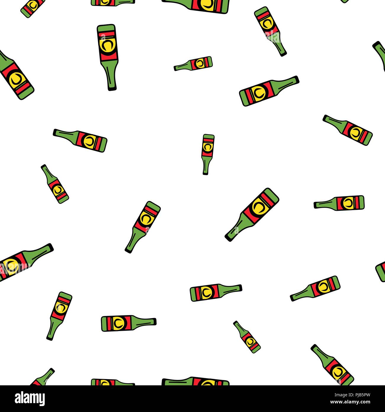 Bottle beer pattern seamless. Vector illustration. Isolated white ...
