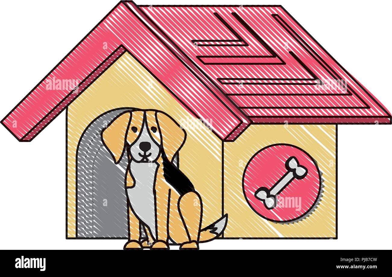 dog house with cute beagle icon over white background, vector illustration Stock Vector Image