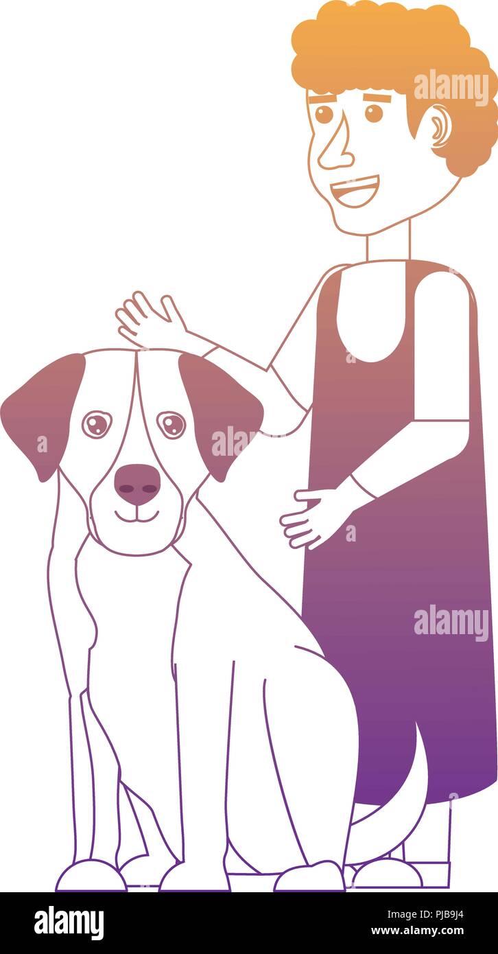 cartoon veterinary man with cute dog over white background, colorful ...