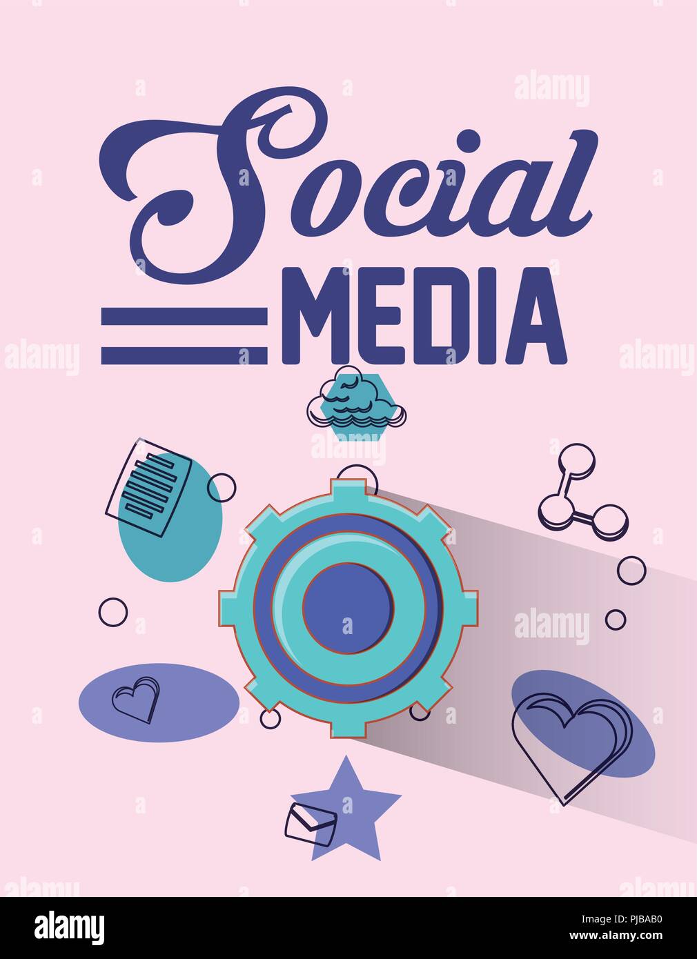 gear settings digital team social media vector illustration Stock Vector