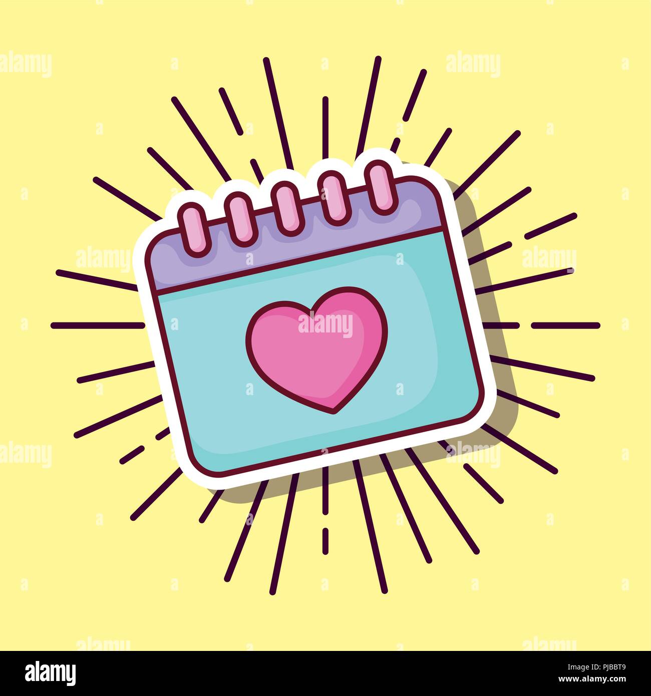 calendar love heart date cartoon style vector illustration Stock Vector