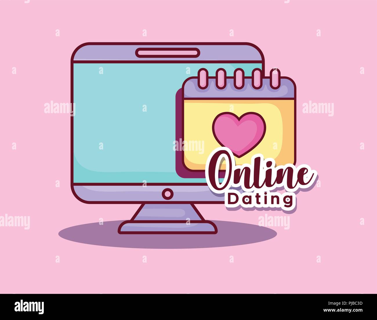 computer calendar reminder online dating vector illustration Stock