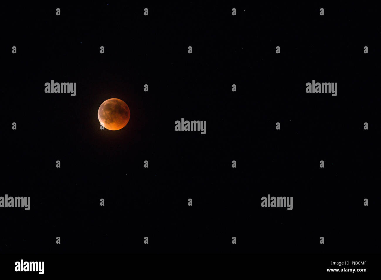 Blood Moon, Full Moon, Lunar Eclipse 2018, Hochbärneck, Naturpark Ötscher Tormäuer, Lower Austria, Austria Stock Photo