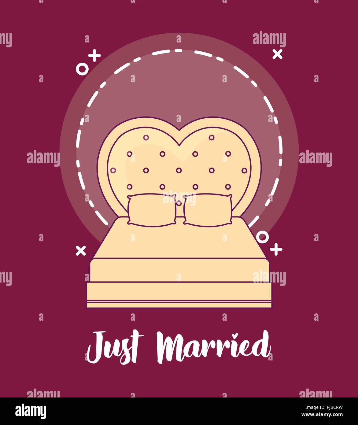 wedding card with just married bed vector illustration design Stock Vector Image & Art Alamy