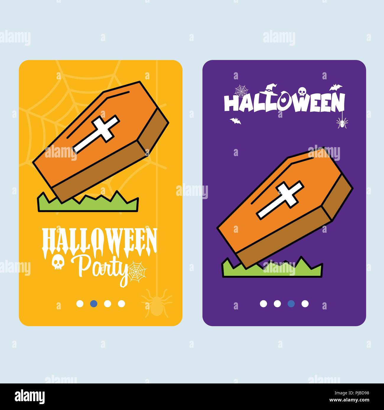 Happy Halloween invitation design with coffins vector Stock Vector ...