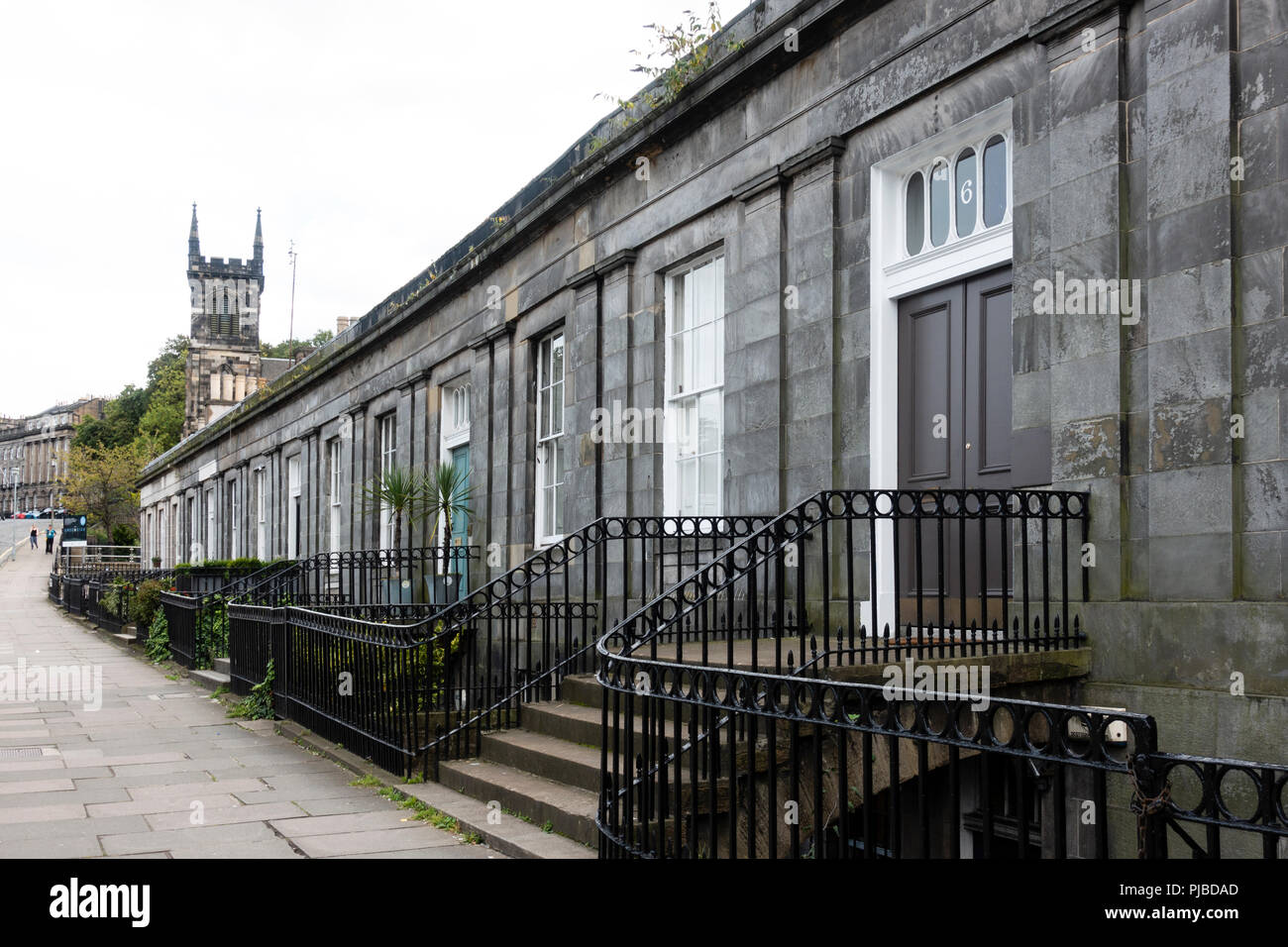 Terraced houses on Blenheim Place near Royal Terrace in Edinburgh, Scotland, UK Stock Photo