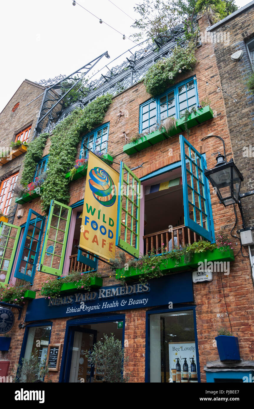 Neals Yard, a small courtyard of colourful shops and restaurants, Seven Dials, close to Covent