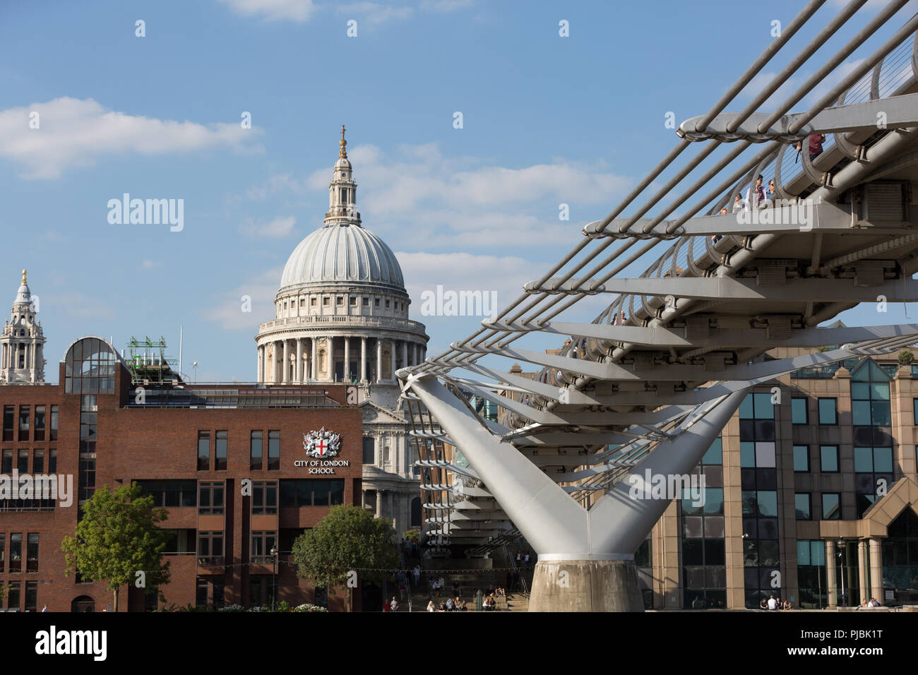 The Millenium Bridge and St Paul's Cathedral, London UK Stock Photo