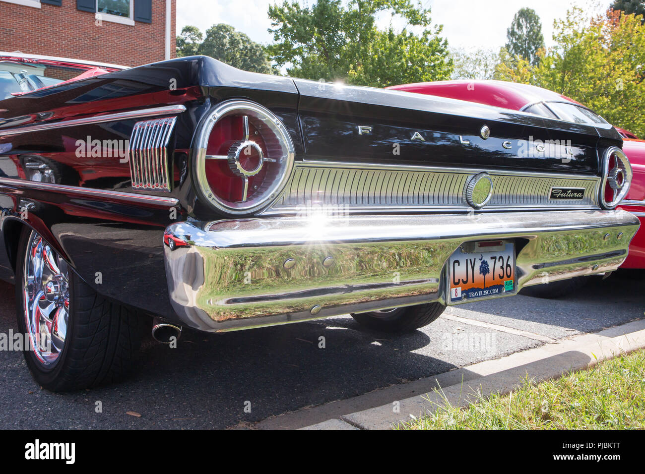 MATTHEWS, NC (USA) - September 3, 2018: A 1964 Ford Falcon Futura automobile on display at the 28th annual Matthews Auto Reunion & Motorcycle Show. Stock Photo