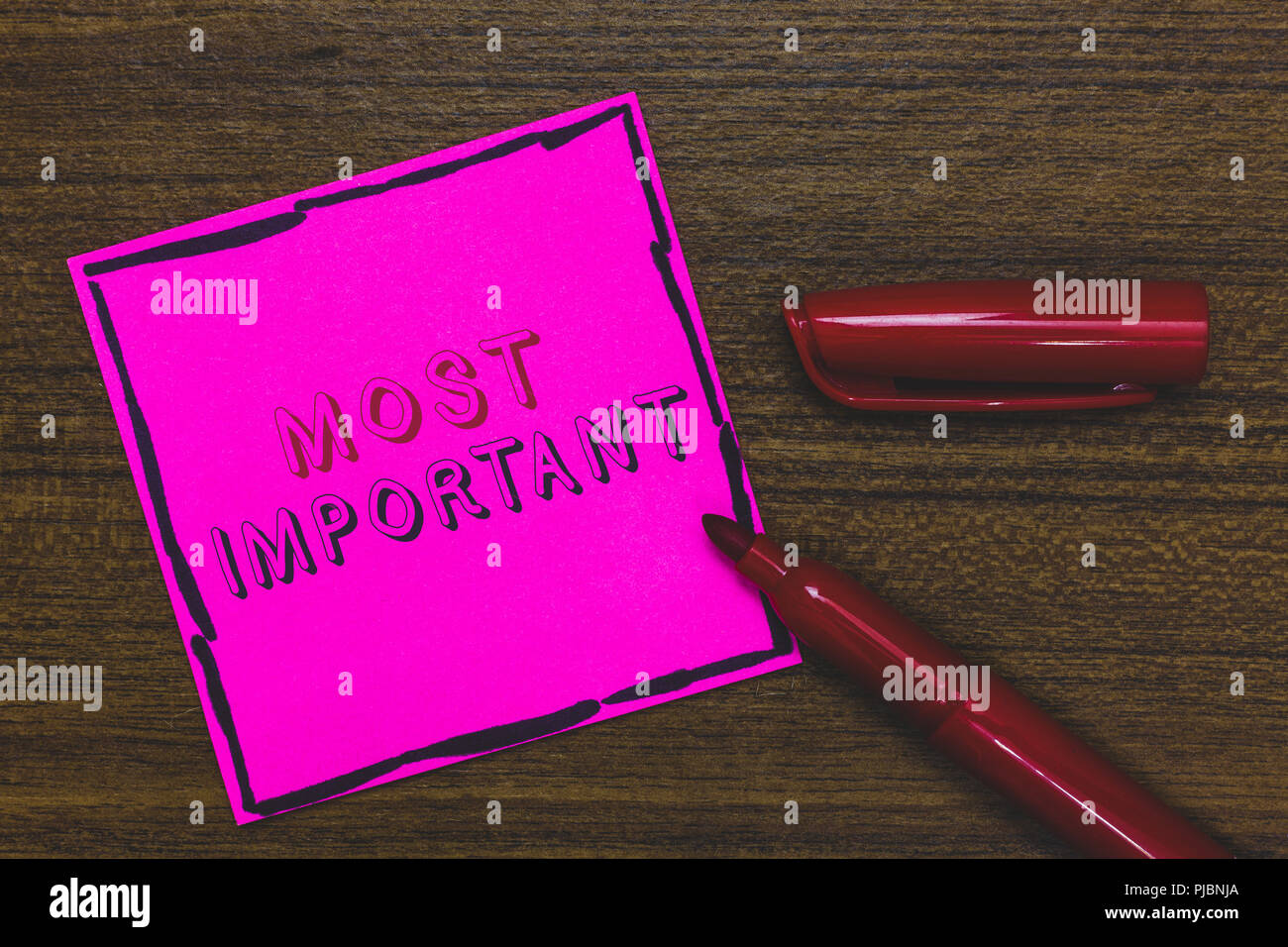 Handwriting text Most Important. Concept meaning Greatest or highest ...
