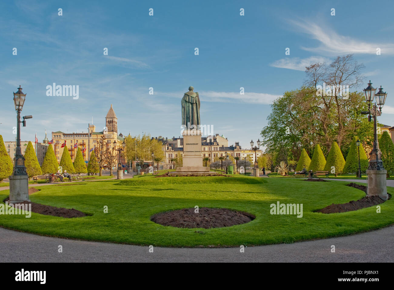 Carl Johans park with the statue of king Karl Johan XIV. Karl Johan was