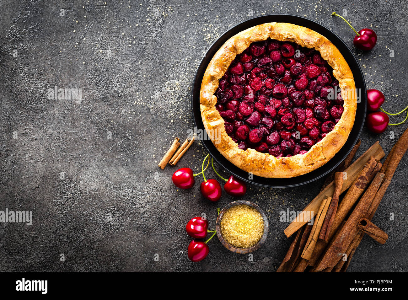 Fruit pie. Sweet pie, tart with fresh cherry. Delicious cake with ...