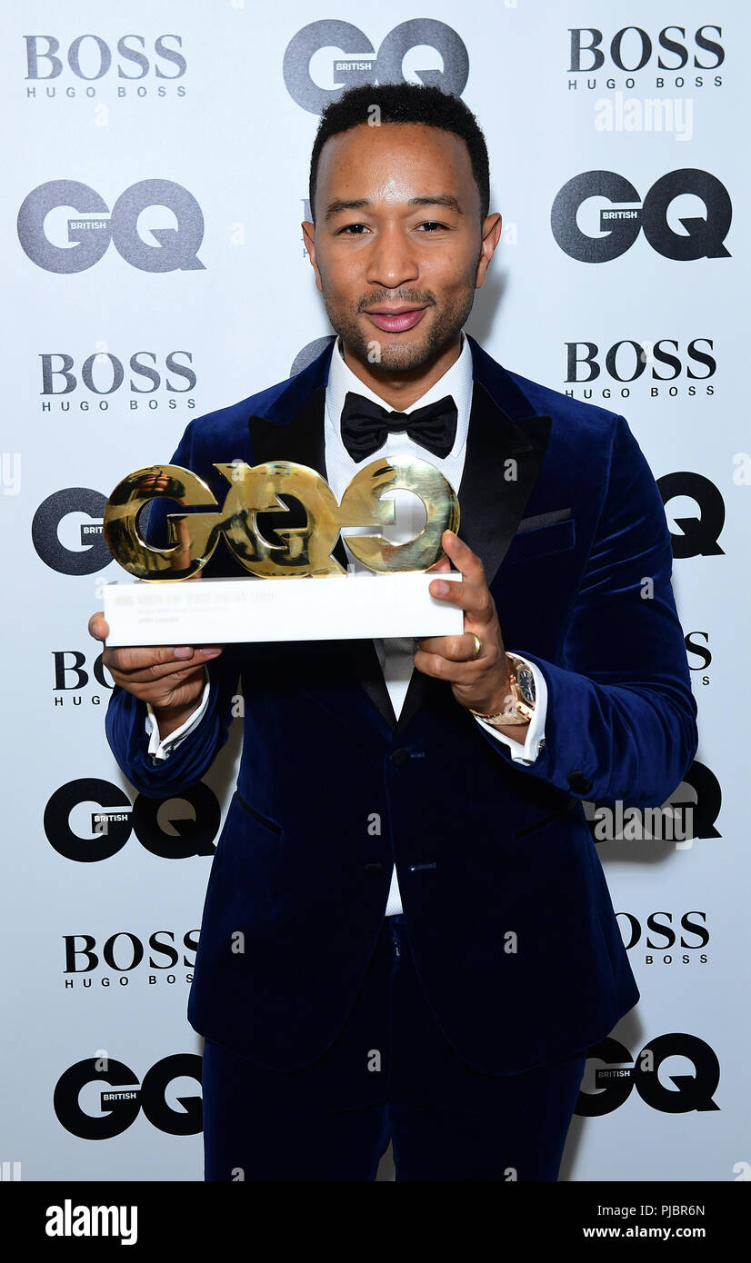 John Legend in the press room with the Hugo Boss Most Stylish Man Award at  the GQ Men of the Year Awards 2018 in Association with Hugo Boss held at  The Tate