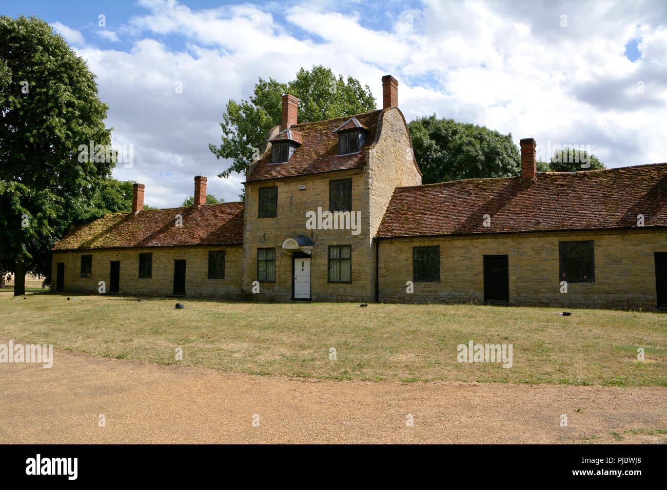 View of School and Almshouses, Great Linford Manor Park