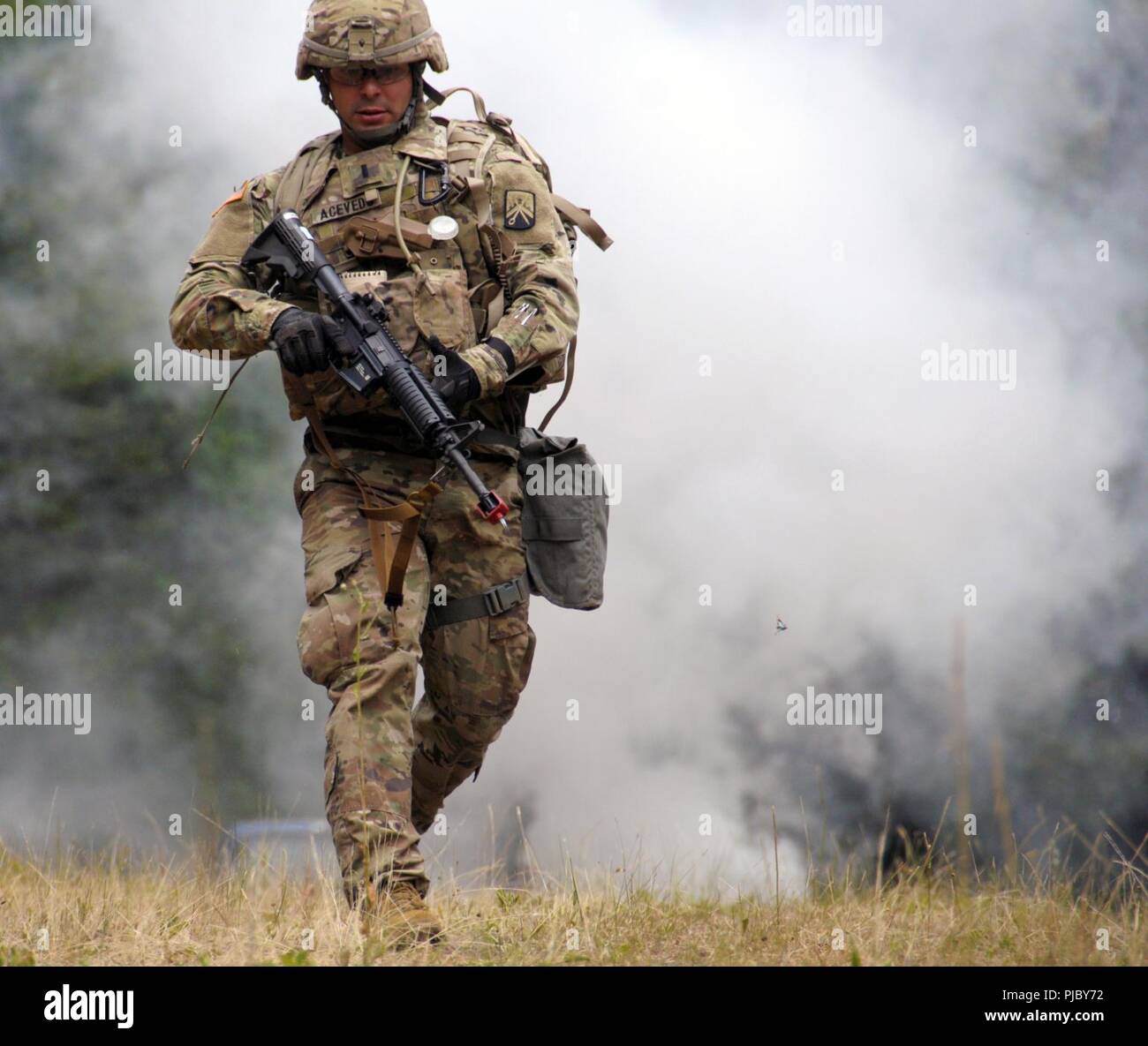 1st Lt. Jorge Acevedo, assigned to U.S. Army Garrison-Bavaria, uses a ...