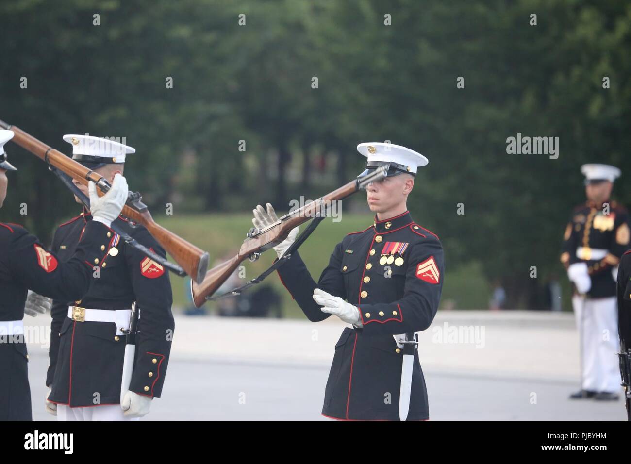 Corporal Daniel Linebaugh, rifle inspection team, U.S. Marine Corps Silent Drill Platoon