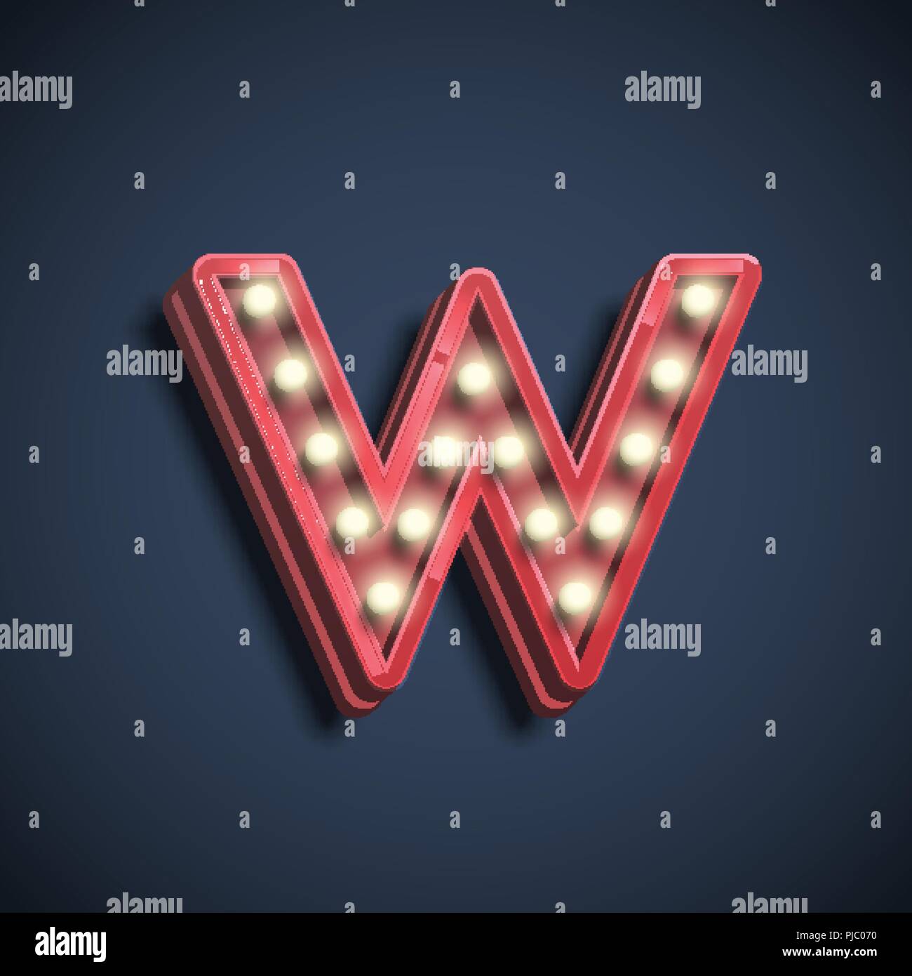 Realistic font character with lamps, vector illustration Stock Vector
