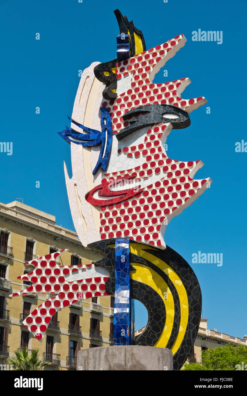 El Cap De Barcelona colourful sculpture created in 1992, the Head of Barcelona is a 64ft