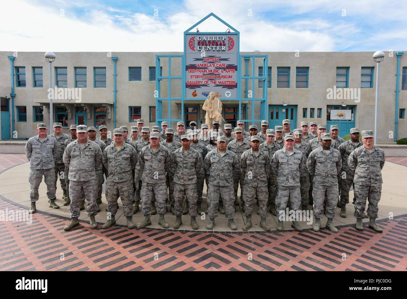 U.S. Airmen from the 169th Civil Engineer Squadron, construct homes for Native American veterans during the “Deployment for Training” mission to Gallup, New Mexico, July 17, 2018. Airmen assigned to the South Carolina Air National Guard's 169th Fighter Wing partnered with the Southwest Indian Foundation to provide all phases of the construction process including carpentry, framing, electrical, plumbing and site work. Stock Photo