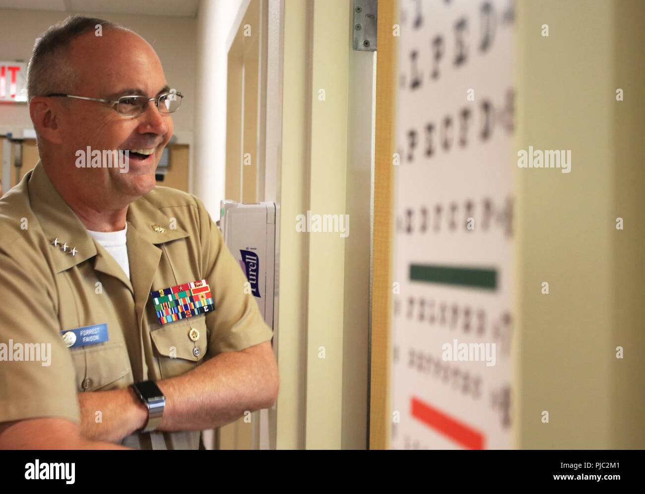 During a visit to Naval Health Clinic (NHC) Lemoore, Vice Adm. Forrest