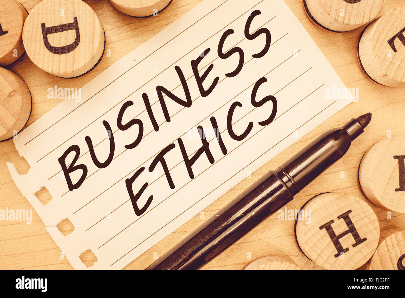 Word writing text Business Ethics. Business concept for Moral principles that guide the way a business behaves. Stock Photo