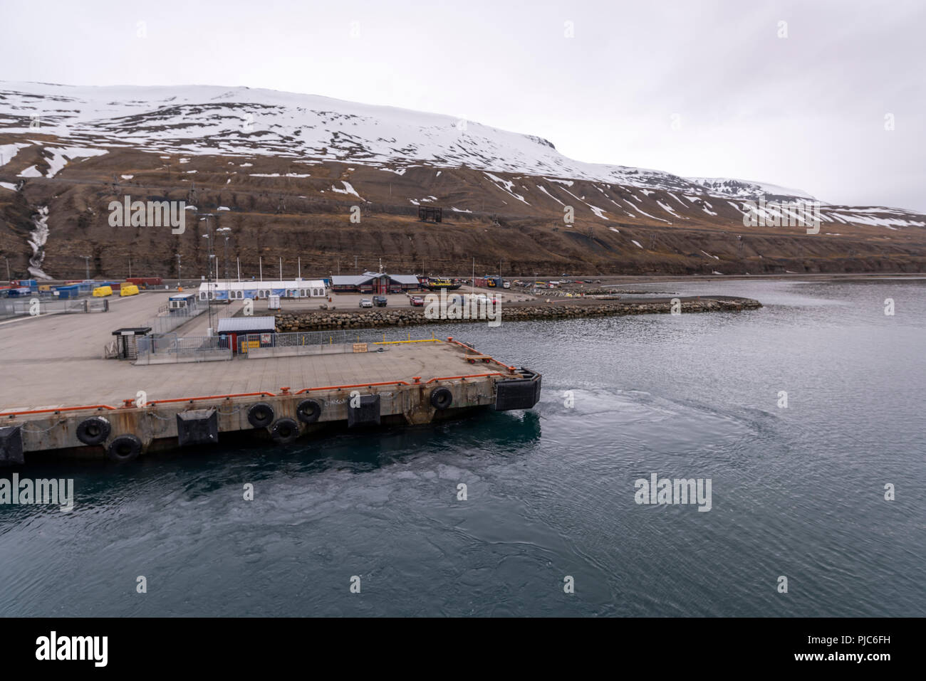 The harbor at Longyearbyen, Svalbard, Norway. Stock Photo