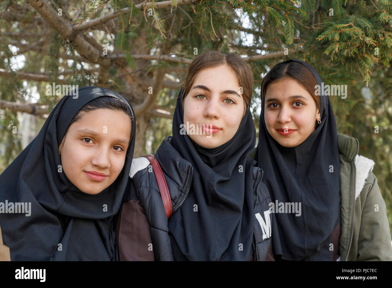 Islamic Republic of Iran. Tehran. Iranian school girls. Stock Photo