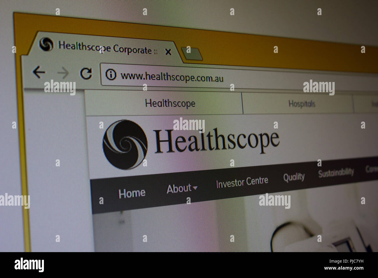 Healthscope Website homepage Stock Photo