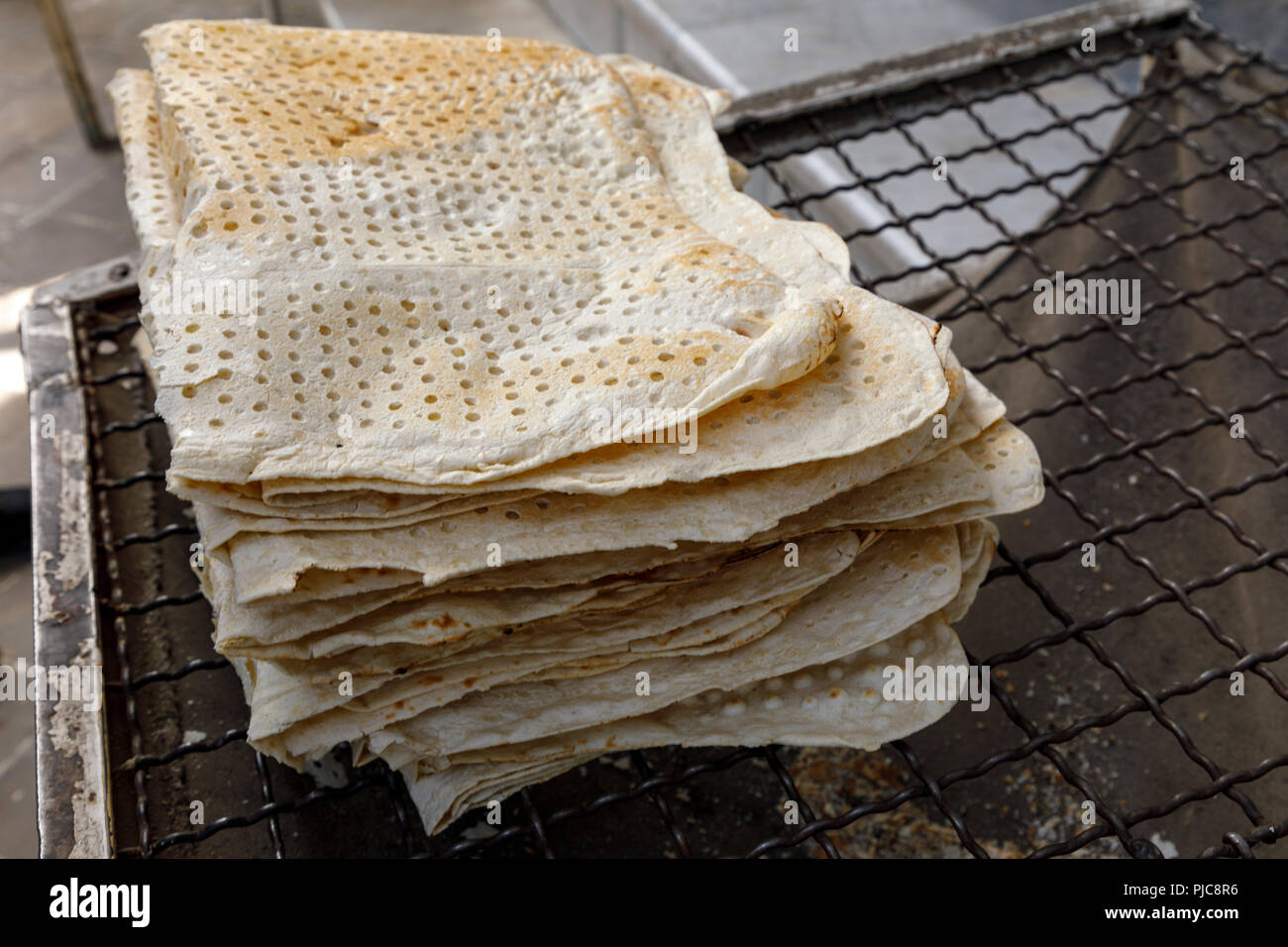 Islamic Republic of Iran. Isfahan, Kashan. Traditional bread. In Farsi