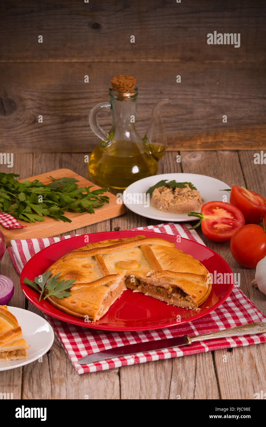Spanish tuna pie Stock Photo Alamy