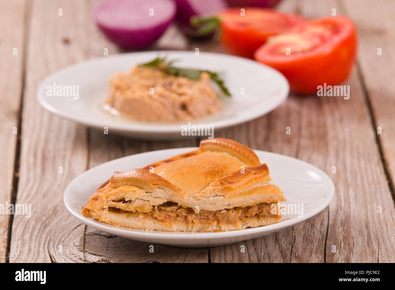 Spanish tuna pie Stock Photo Alamy