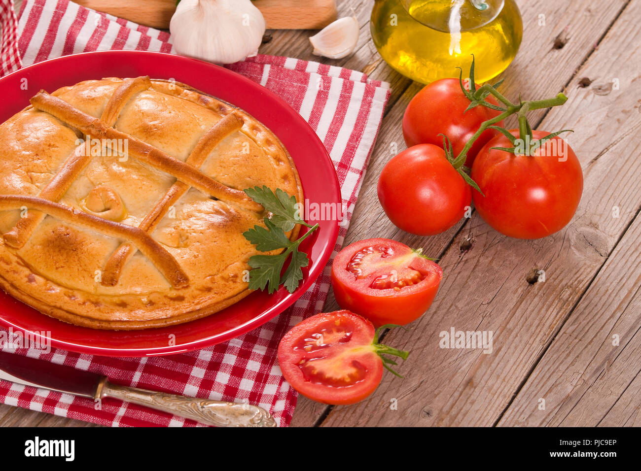 Spanish tuna pie Stock Photo Alamy